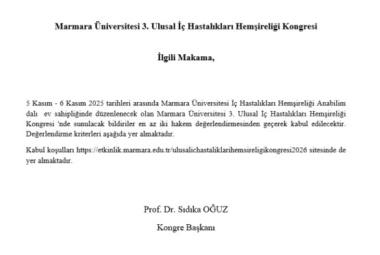 Marmara Üniversitesi İç Hastalıkları Hemşireliği Kongresi: Bağırsak Sağlığına Bütüncül Yaklaşım